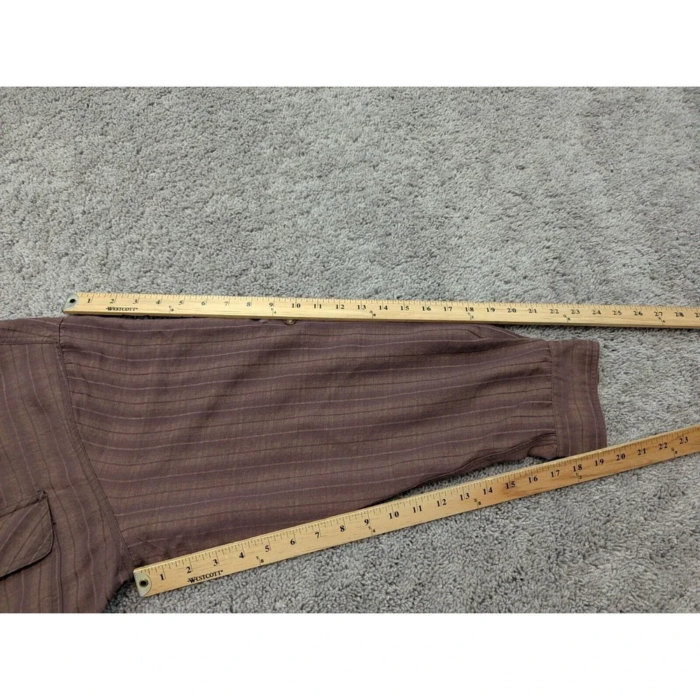 The North Face Button Up Shirt Mens Large Long Sleeve Brown Striped‎ Casual